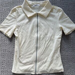 Peppermayo pastel yellow Ribbed Zip Polo